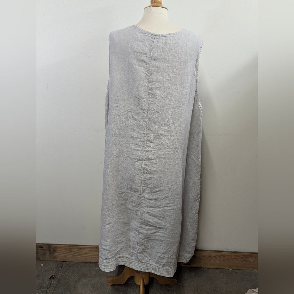 Lungo L'arno Sleeveless Beige Italian Linen Maxi Dress 3X Langenlook - Picture 6 of 10